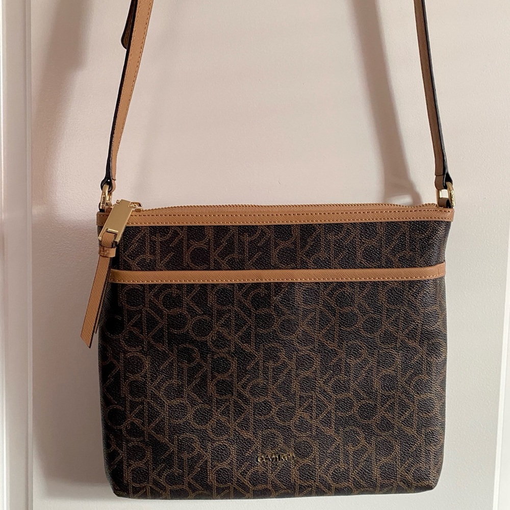 Calvin Klein Crossbody Bag, Compact Brown and Tan Crossbody Purse